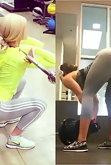 Perving on my wife blonde and her niece while in the gym