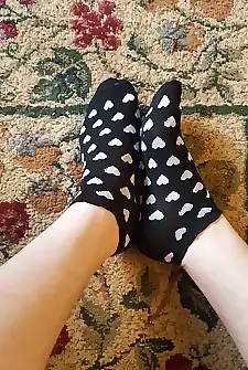 Black Socks with Hearts 3 and Fluffy Legs 3
