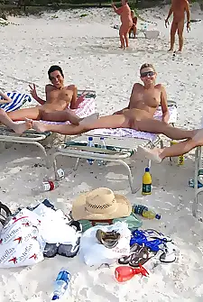 Friends at a nude beach M