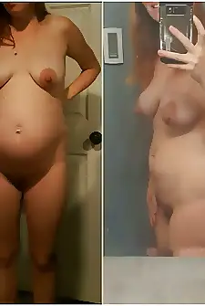 Wifey at 40wks pregnant and 1wk after delivery